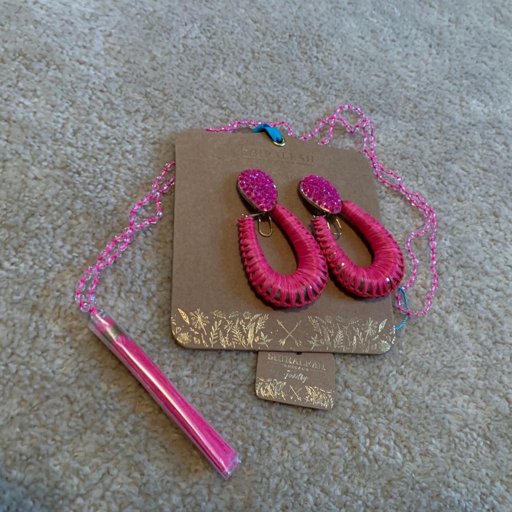 Shiraleah Chicago Nusa Pink Necklace and Julie Berry Earrings Set NWT